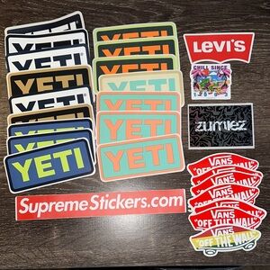 Authentic stickers. Vans, Yeti, Brandy Melville, Supreme.